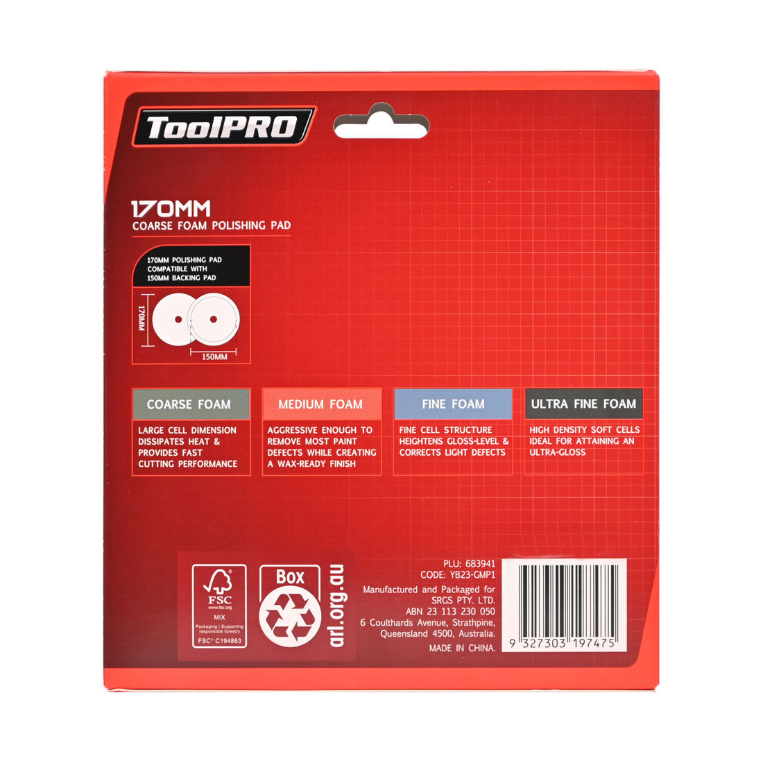 ToolPRO 170mm Coarse Foam Polishing Pad Green, , scanz_hi-res