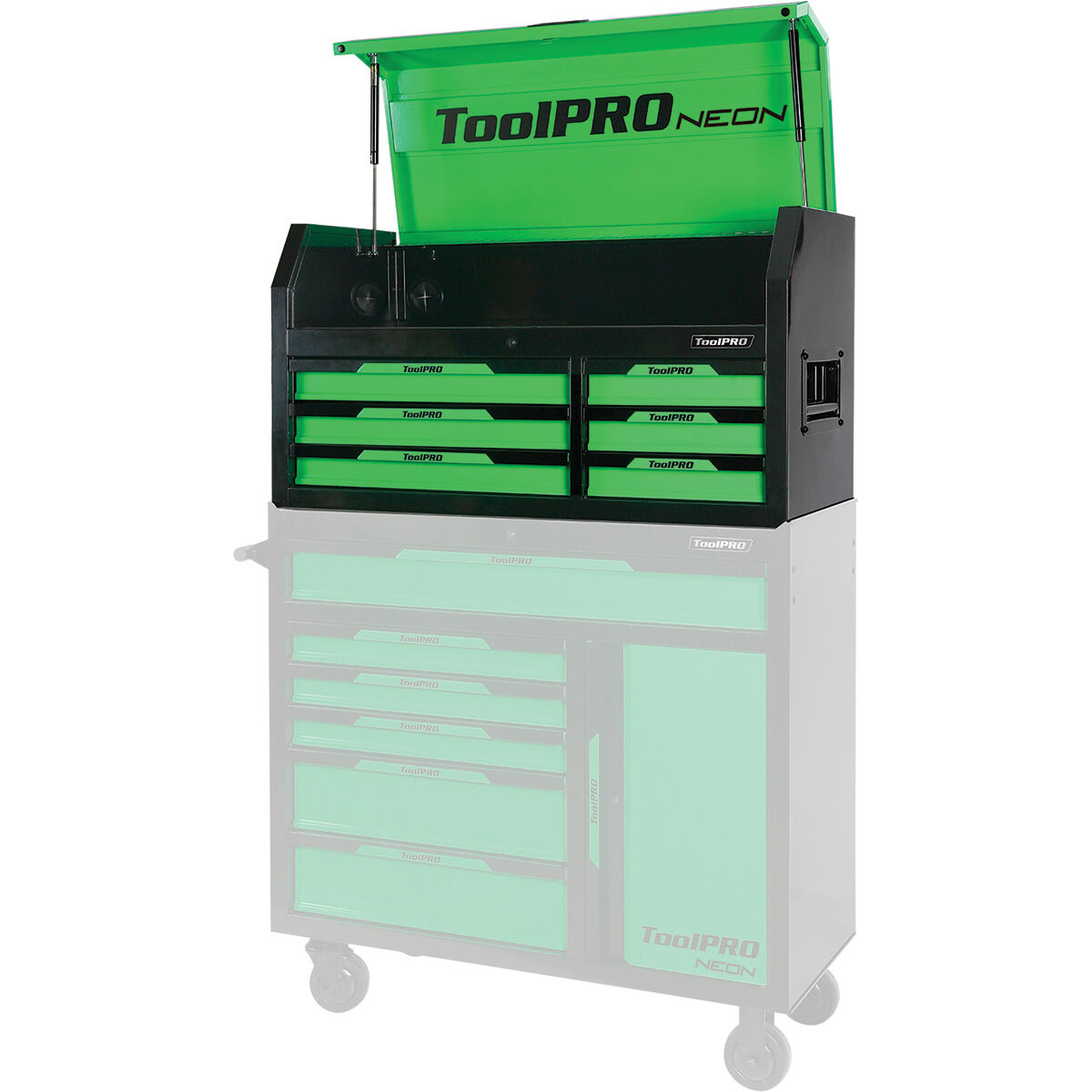 ToolPRO Neon Tool Chest Green 6 Drawer 42 Inch, , scanz_hi-res