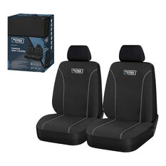 Ridge Ryder Canvas Seat Covers Black/Grey Piping Adjustable Headrests Airbag Compatible 30SAB, , scanz_hi-res