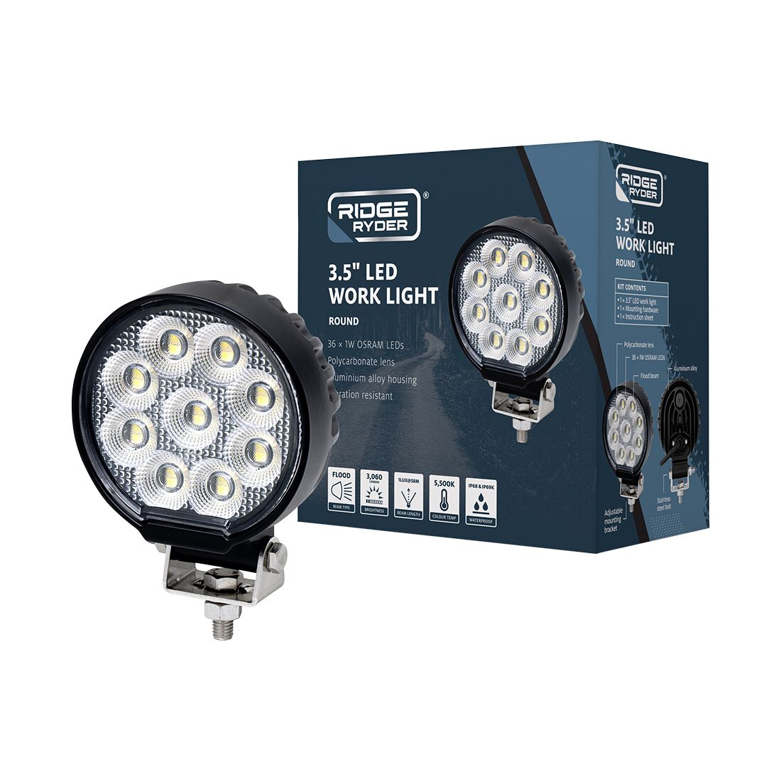 Ridge Ryder LED Work Lamp - 3.5" Round, , scanz_hi-res
