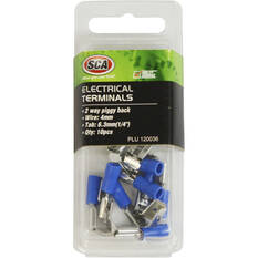 SCA Electrical Terminals - 2 Way Piggy Back, 6.3mm Blue, 10 Pack, , scanz_hi-res
