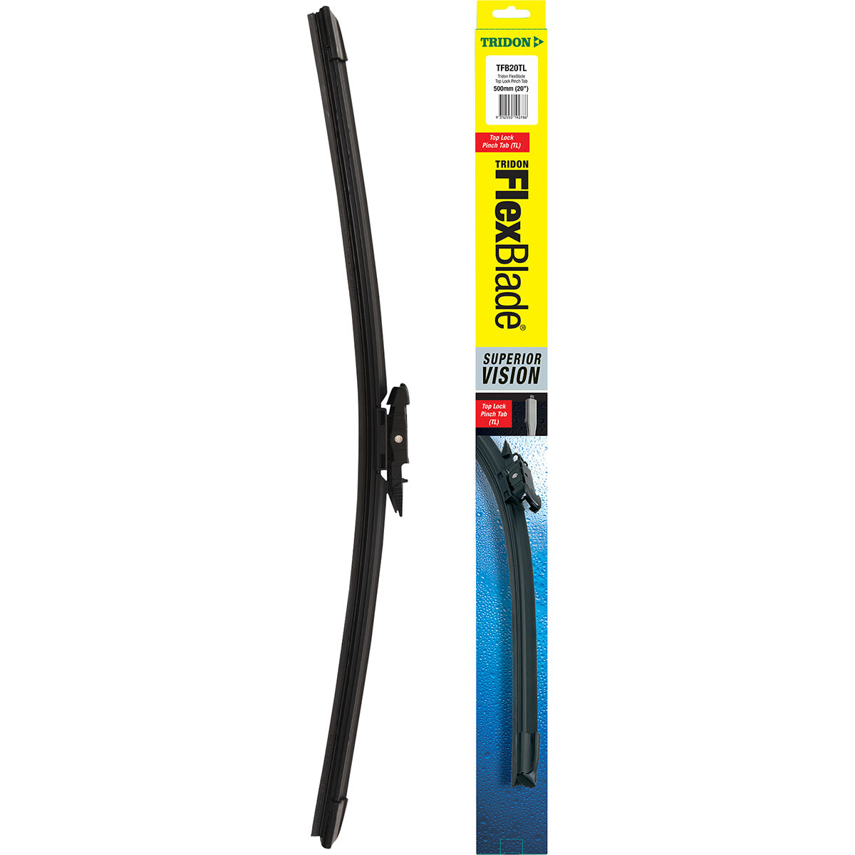 Tridon FlexBlade Wiper 500mm (20") Top Lock Pinch Tab, Single - TFB20TL, , scanz_hi-res