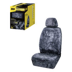 SCA Diamond Cut Sheepskin Single Seat Cover Slate Adjustable Headrests Airbag Compatible 30SAB, , scanz_hi-res