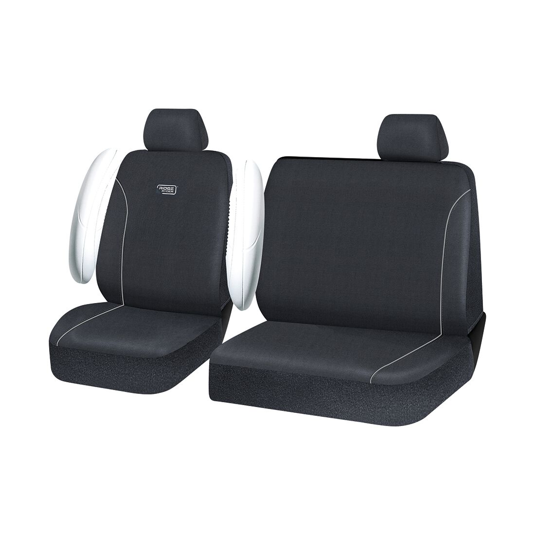 Ridge Ryder Canvas Piping Seat Covers Black/Grey 301SAB, , scanz_hi-res