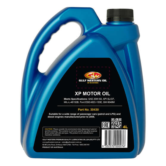 Gulf Western XP Engine Oil - 20W-50, 4 Litre, , scanz_hi-res