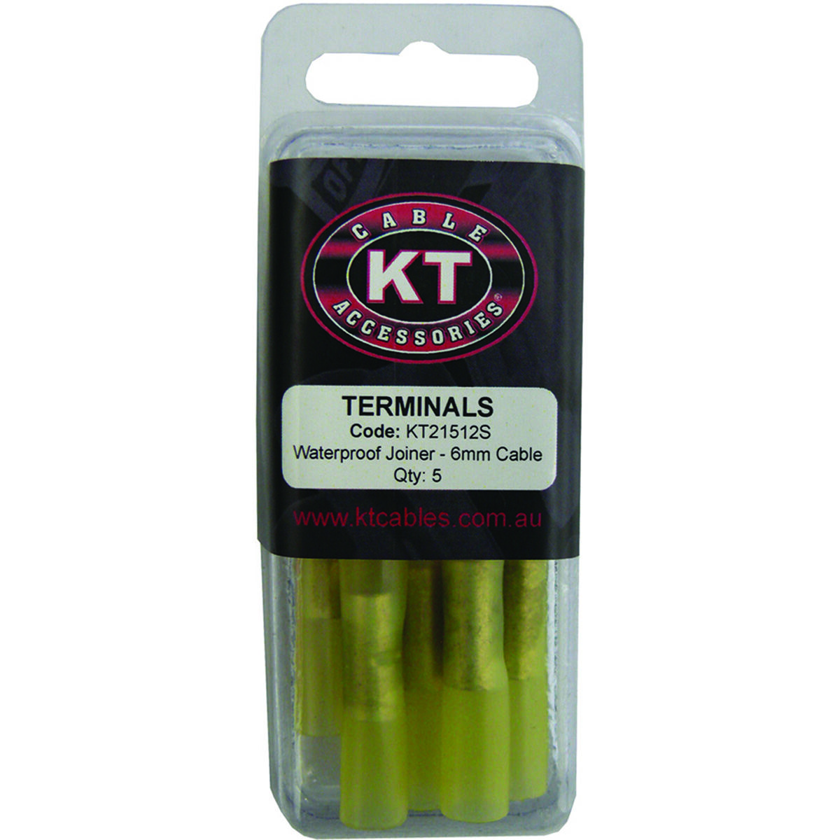 KT Cable Waterproof Butt Splice Joiner - 6mm Yellow, 5 Pack, , scanz_hi-res