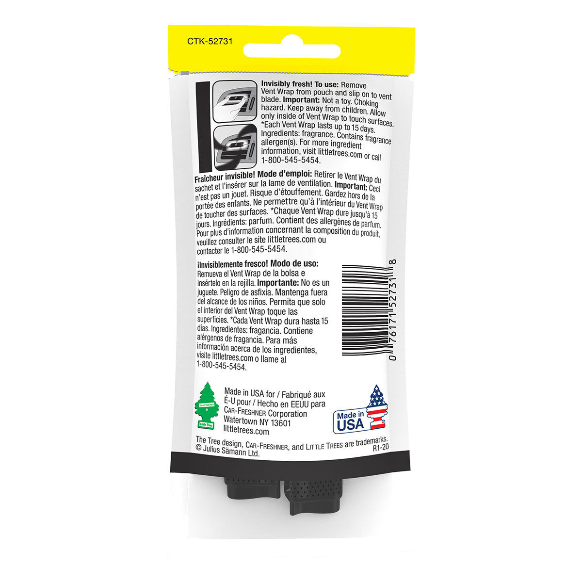 Little Trees Vent Wrap Air Freshener - Black Ice 4 Pack, , scanz_hi-res