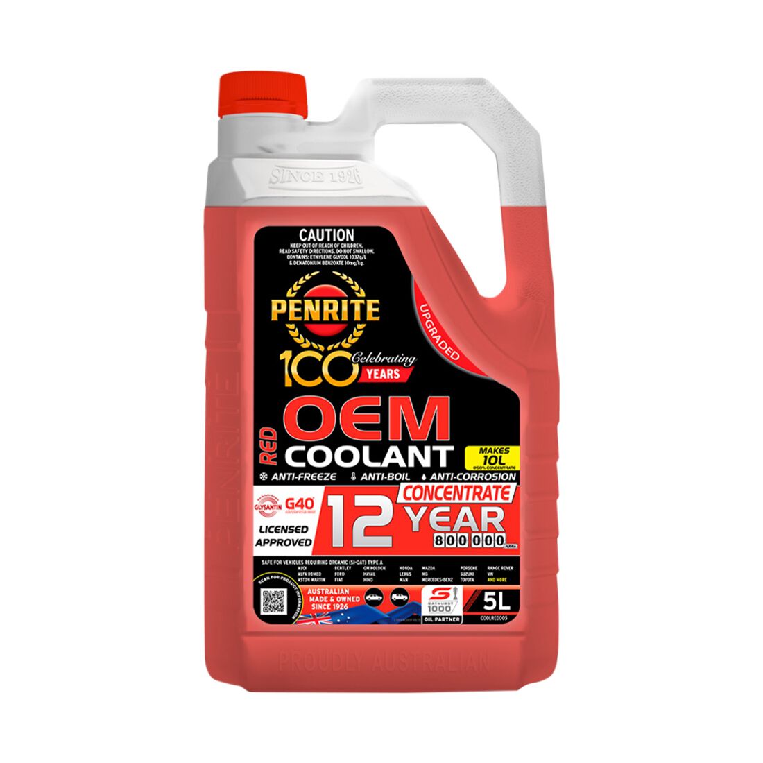 Penrite Red Long Life Anti Freeze / Anti Boil Coolant Concentrate - 5 Litres, , scanz_hi-res