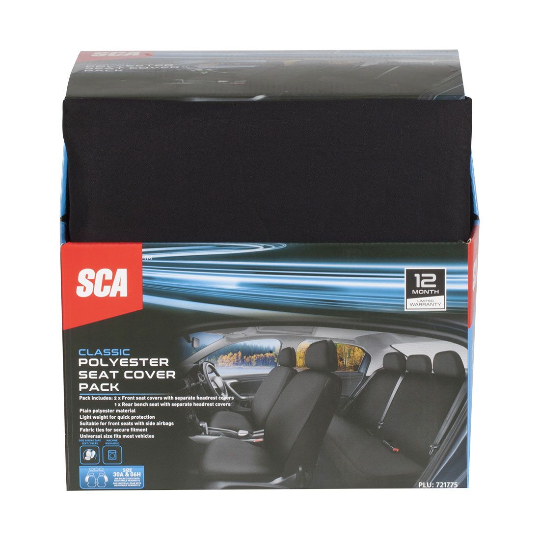 SCA Essential Polyester Seat Covers Set Black, Adjustable Headrests, Airbag Compatible, Size 30A&06H, , scanz_hi-res