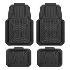 SCA Two Tone Hexagon PVC Car Floor Mats - Set of 4, Black, , scanz_hi-res