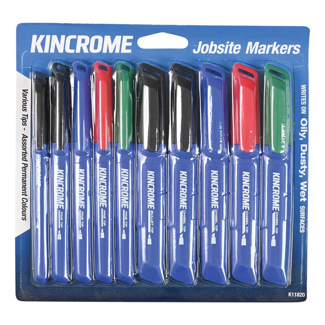 Kincrome Permanent Marker 10 Pack Various Colours & Tips, , scanz_hi-res