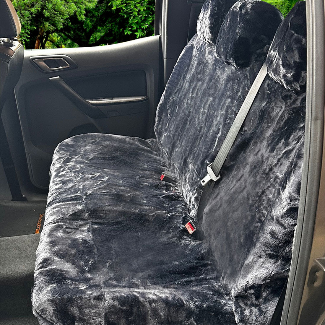 SCA Luxury Fur Seat Cover Slate Adjustable Headrests Rear Seat Size 06H, , scanz_hi-res