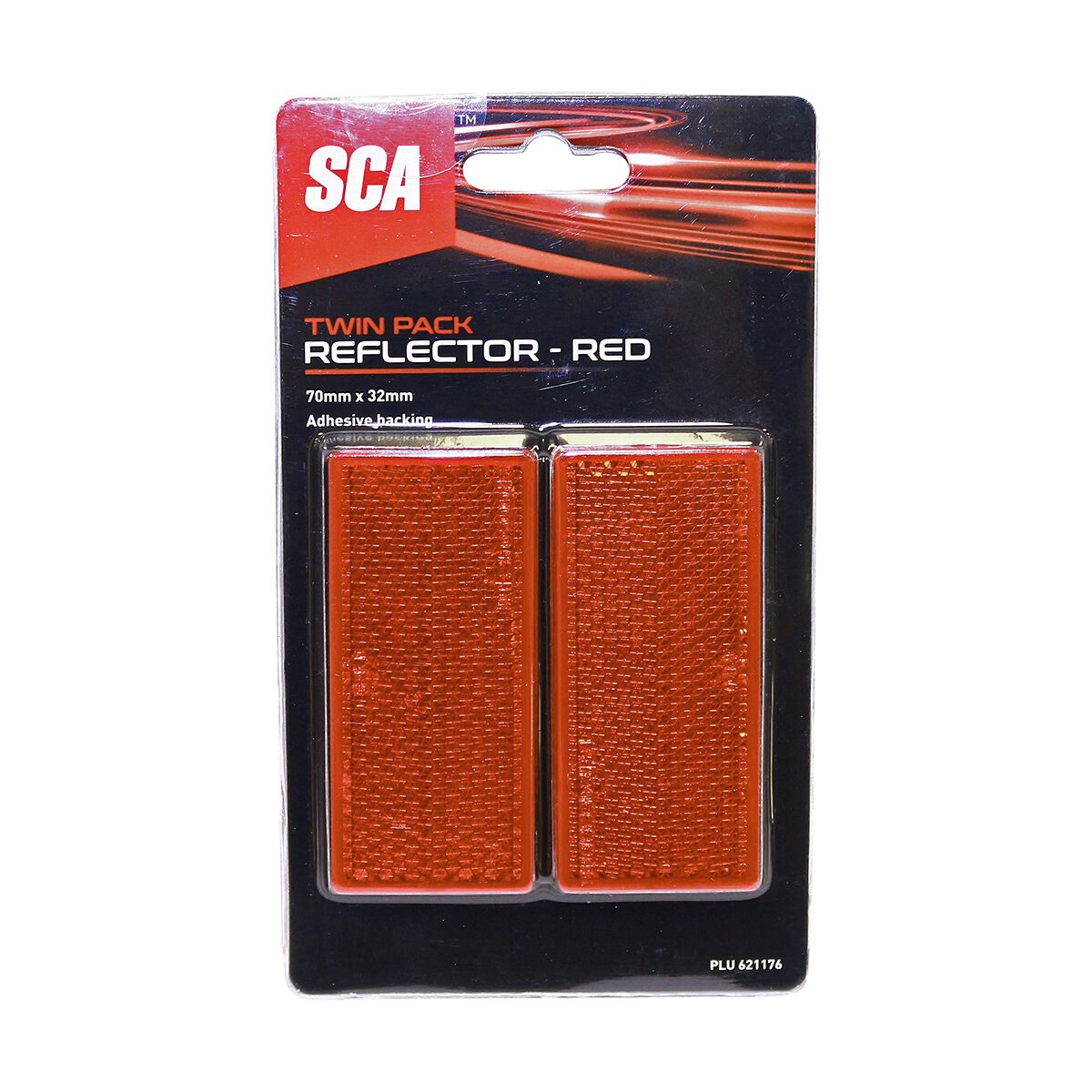 SCA Reflector Twin Pack Rectangular Red 70 x 32mm, , scanz_hi-res