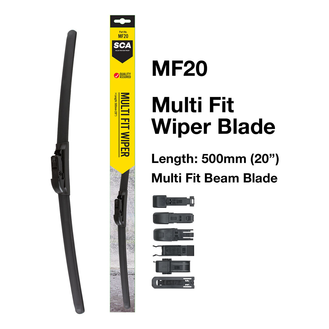 SCA Multi-Fit Wiper Blade 500mm (20") Single - MF20, , scanz_hi-res
