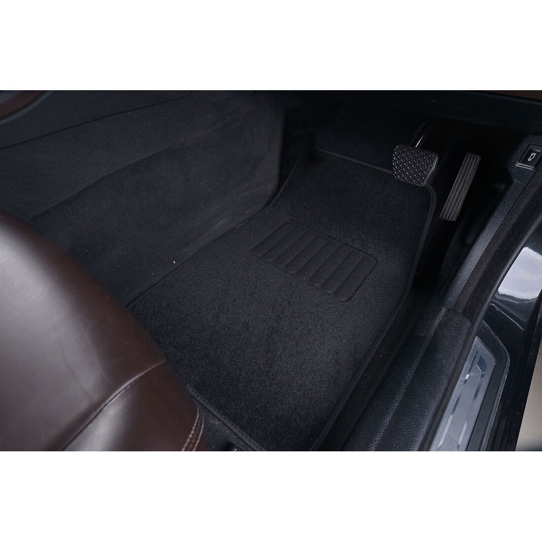 SCA Reversible Carpet/Rubber Car Floor Mats - Set of 4, Black, , scanz_hi-res