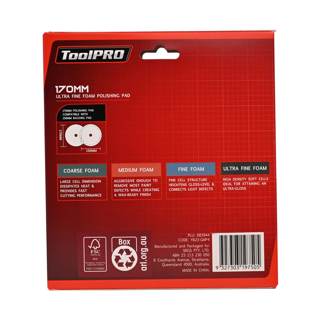 ToolPRO 170mm Ultra Fine Foam Polishing Pad Black, , scanz_hi-res