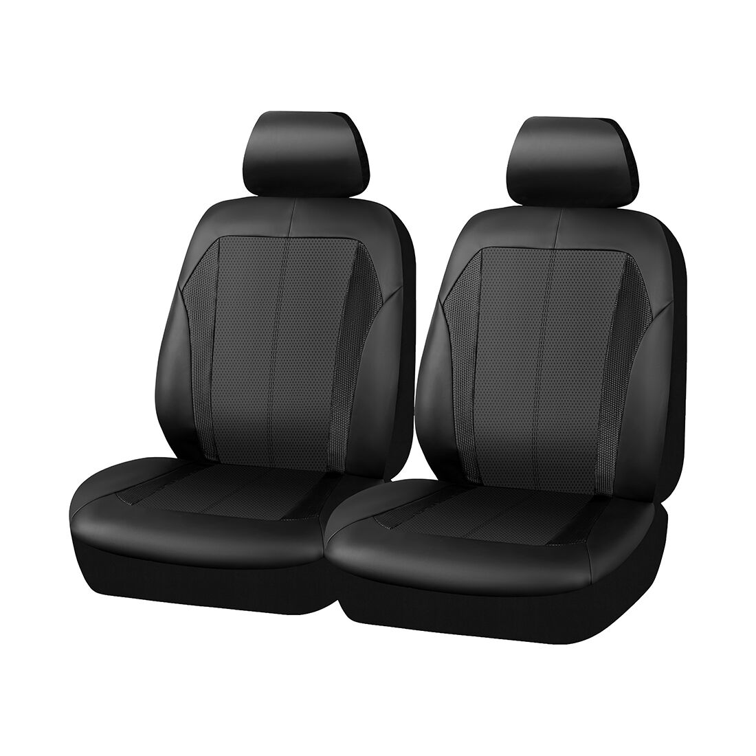SCA Leather Look Seat Covers Black Adjustable Headrests Airbag Compatible 30SAB, , scanz_hi-res