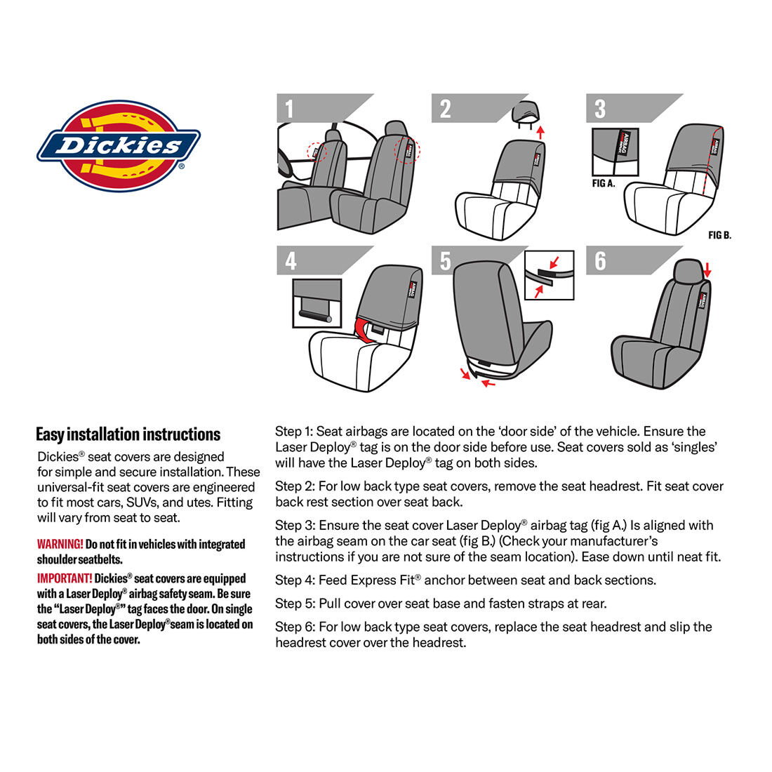 Dickies Repreve Polyester OG Logo Seat Covers Black Adjustable Headrests Airbag Compatible, , scanz_hi-res