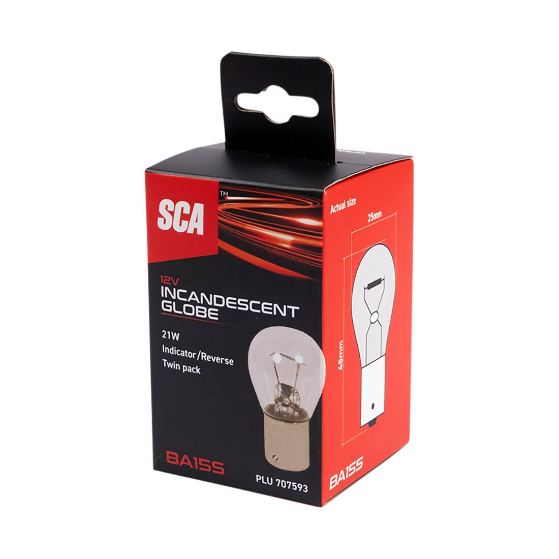SCA Incandescent Globe - P21W 12V 21W - 2 Pack, , scanz_hi-res