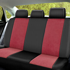 SCA Cord Seat Covers Red/Black Adjustable Headrests Rear Bench, , scanz_hi-res
