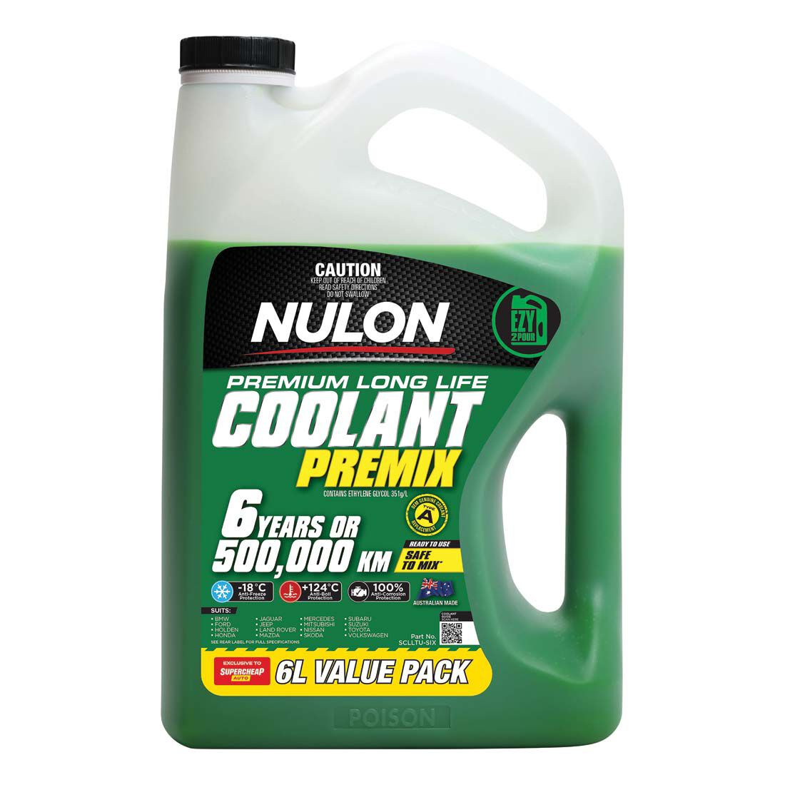 Nulon Green Anti-Freeze / Anti-Boil Coolant Premix - 6 Litres, , scanz_hi-res