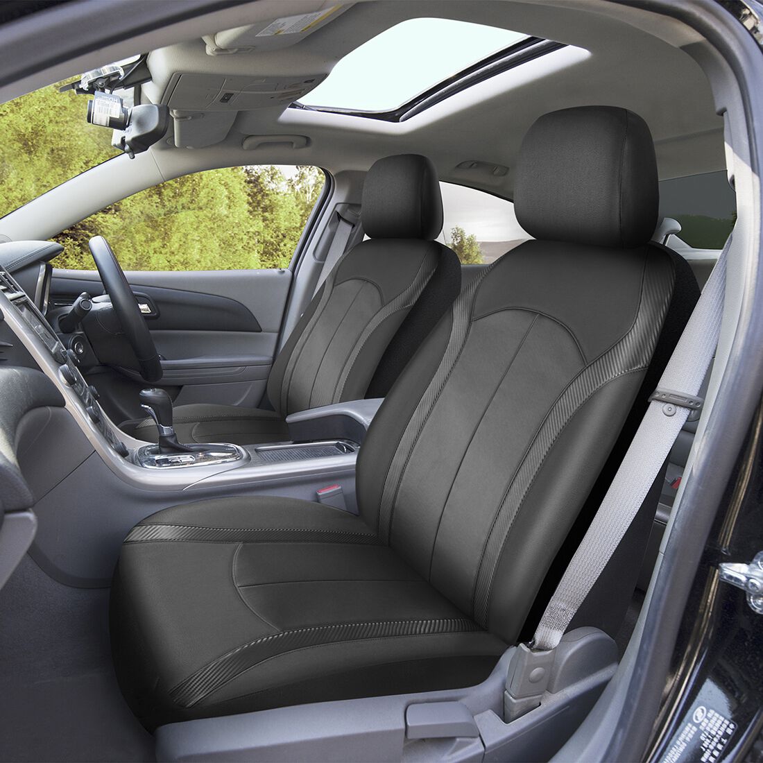 SCA Seat Cover Sports Black Leather Look, Adjustable Headrests, Airbag Compatible, Size 30A, , scanz_hi-res