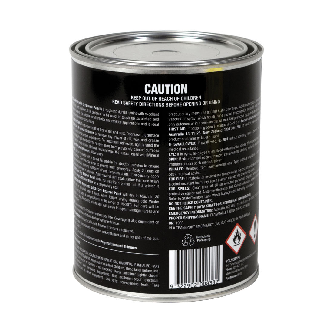 Polycraft Enamel Quick Dry Black 1 Litre, , scanz_hi-res