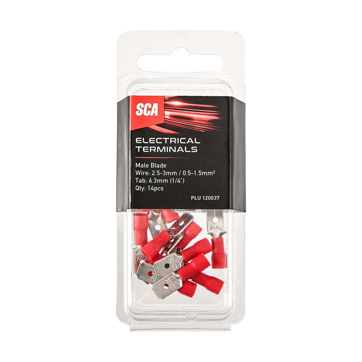 SCA Electrical Terminals Male Blade 6.3mm Red 14 Piece, , scanz_hi-res