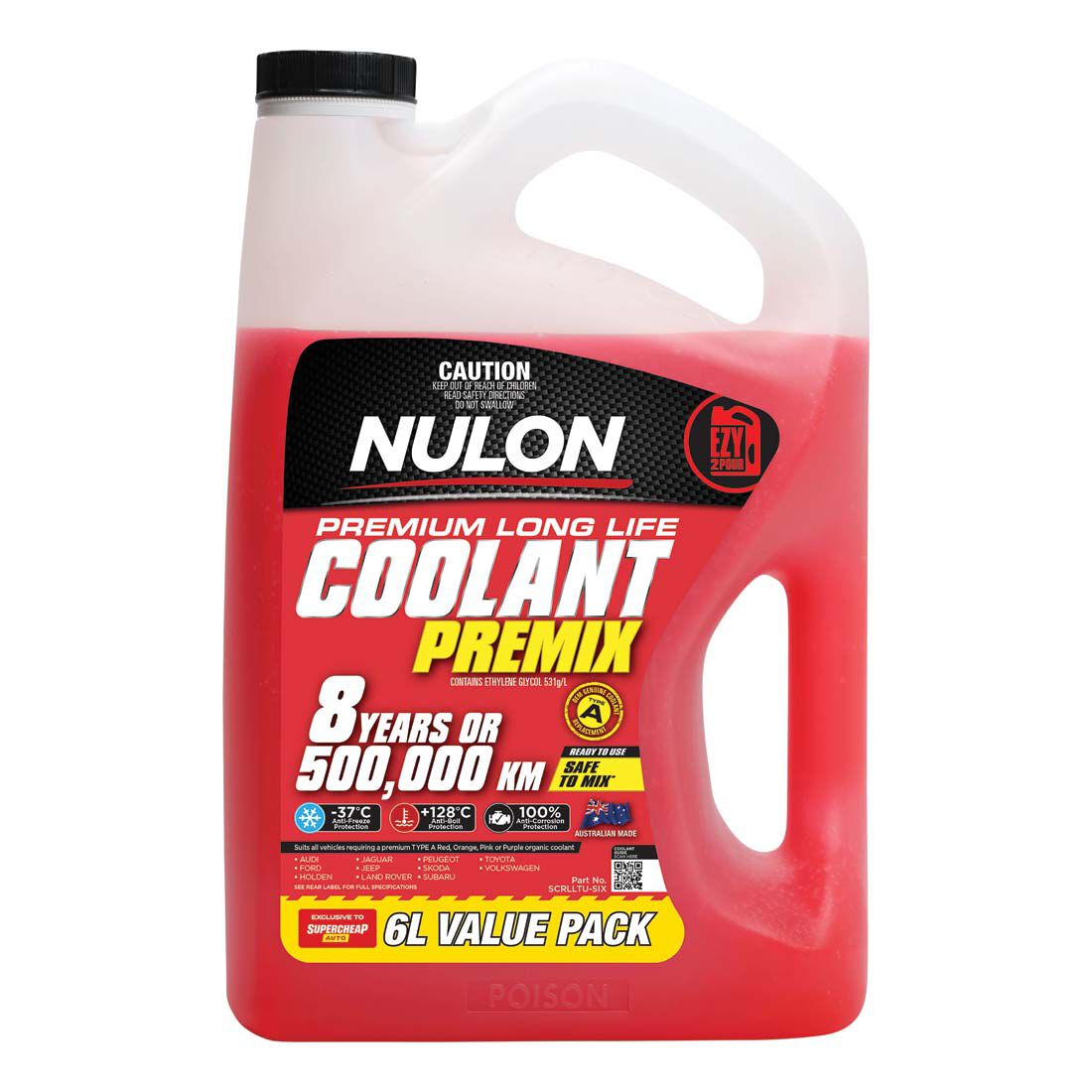 Nulon Red Anti-Freeze / Anti-Boil Coolant Premix - 6 Litres, , scanz_hi-res