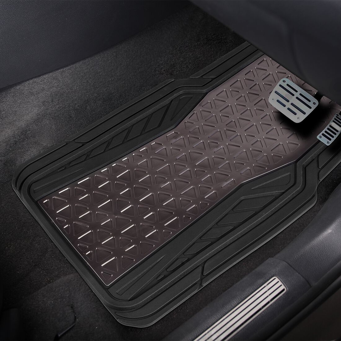 SCA Floor Mats PVC Rubber Pattern Gunmetal Set of 4, , scanz_hi-res