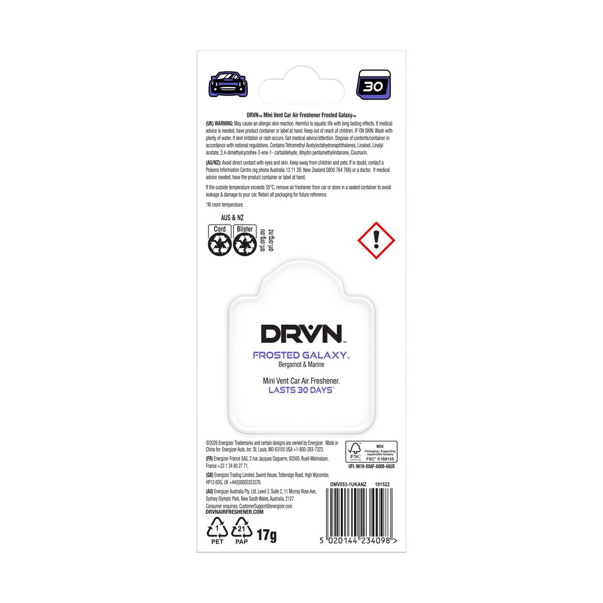 DRVN Mini Vent Frost Galaxy Air Freshener - 1 Pack, , scanz_hi-res