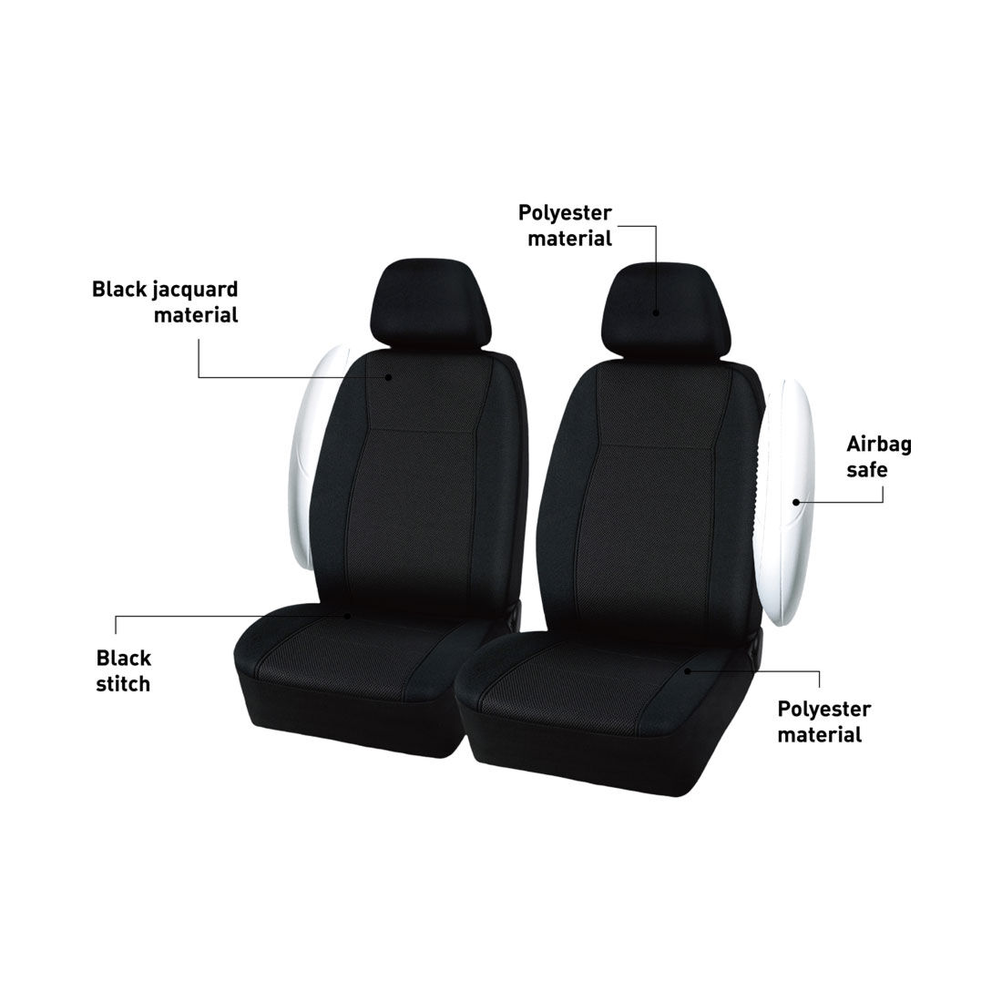 SCA Jacquard Seat Covers Black Adjustable Headrests Airbag Compatible, , scanz_hi-res