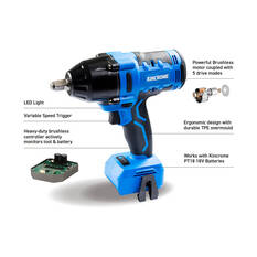 Kincrome PT18 18V Brushless 1/2" 950Nm Impact Wrench Kit 4.0Ah, , scanz_hi-res