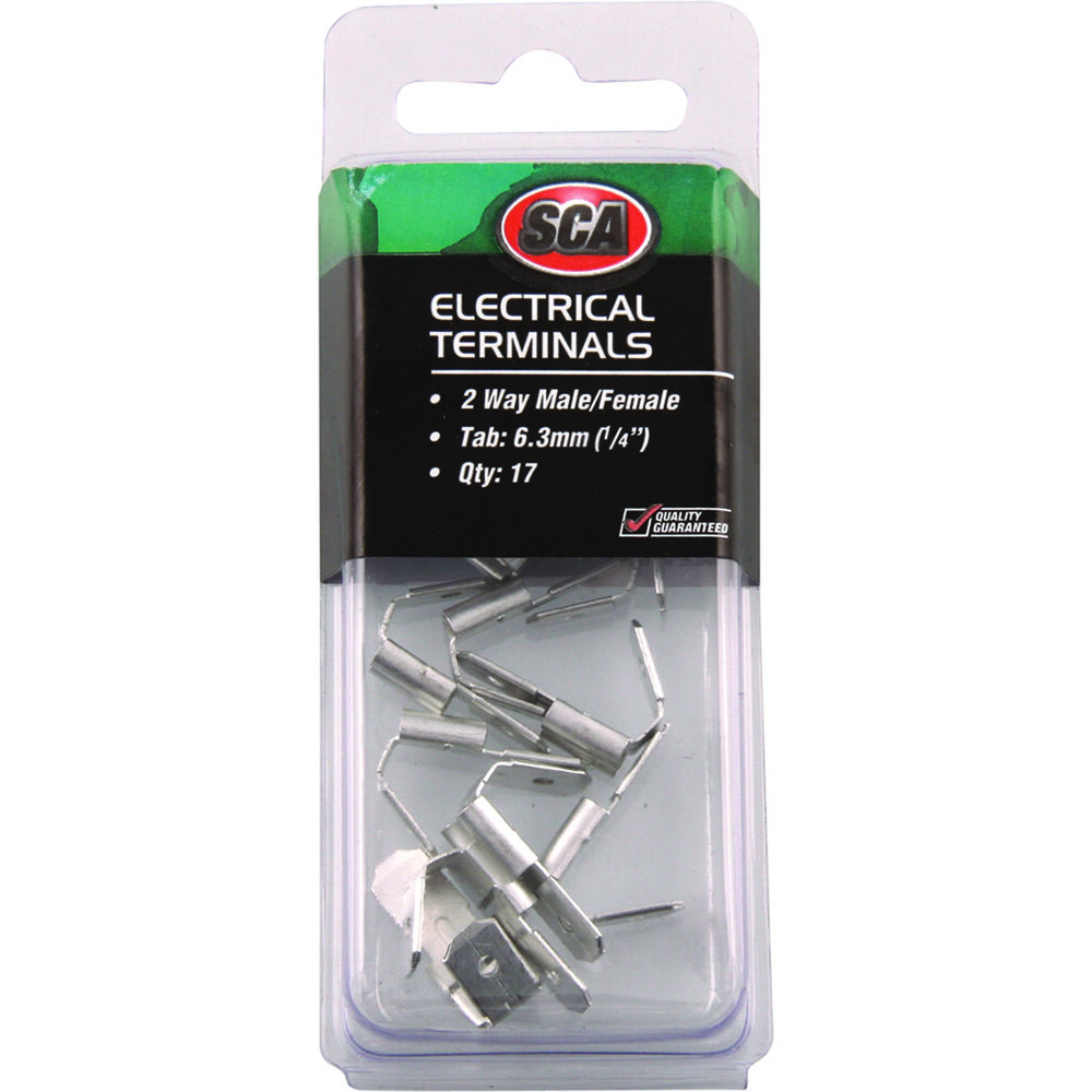 SCA Electrical Terminals 2 Way Male / Female, 17 Pack Supercheap