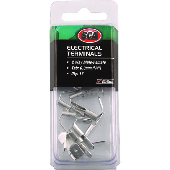 SCA Electrical Terminals - Male & Female 2 Way, 6.3mm 17 Pack, , scanz_hi-res
