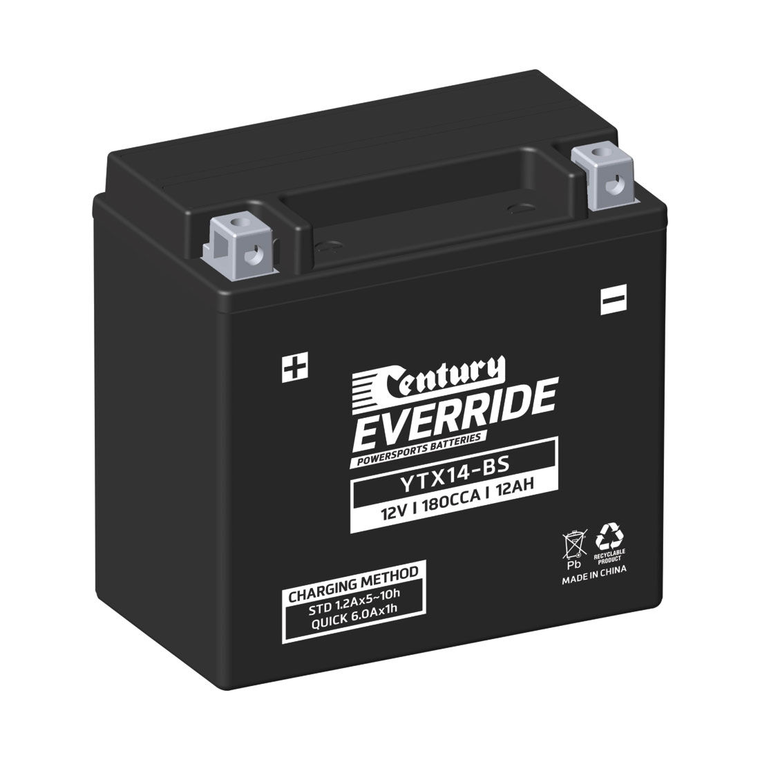 Century EverRide Powersports Battery YTX14-BS, , scanz_hi-res