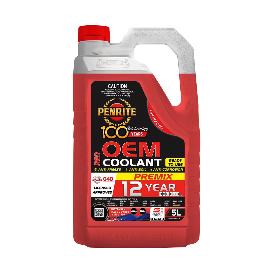 Penrite Red Long Life Anti Freeze / Anti Boil Coolant Premix - 5 Litres, , scanz_hi-res