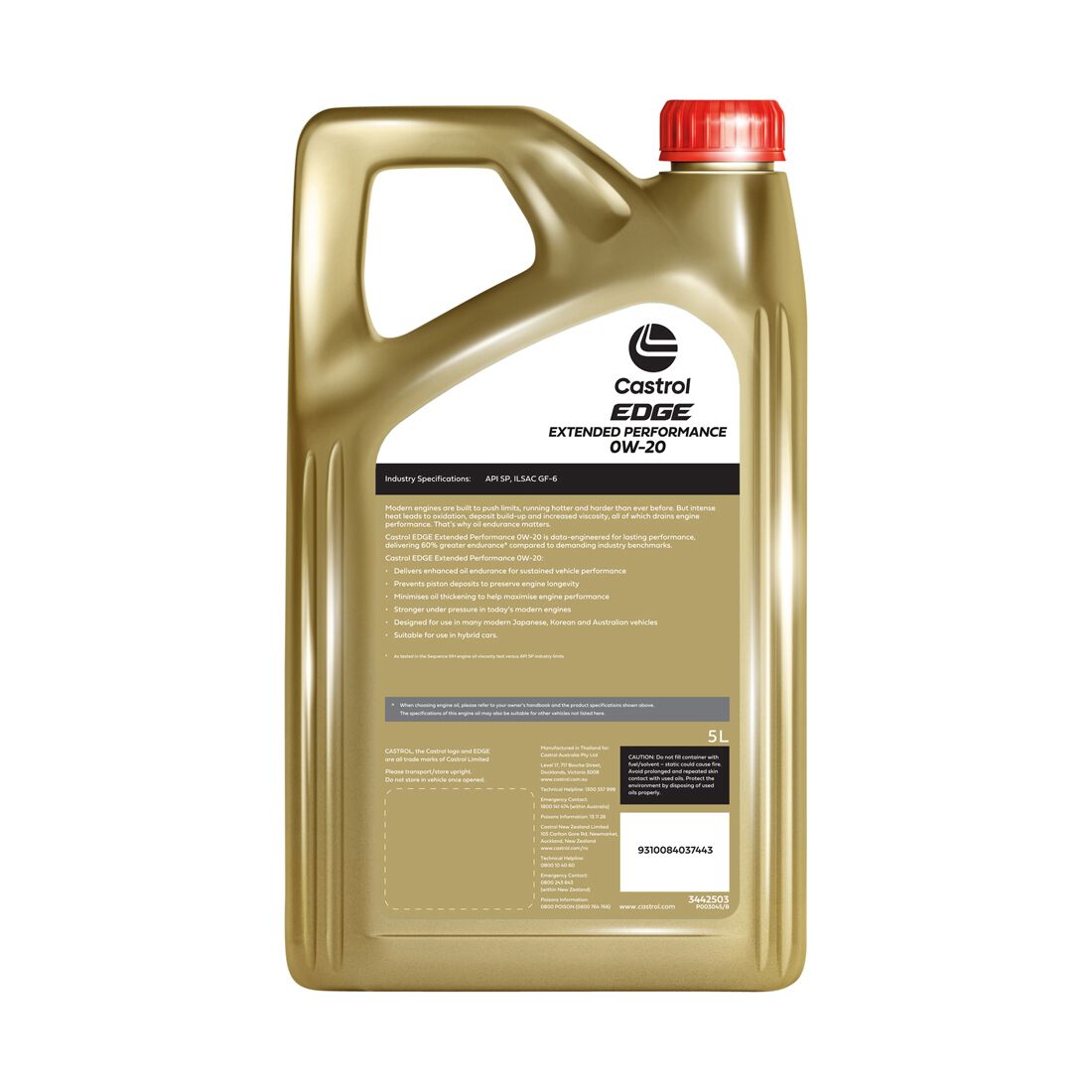 Castrol EDGE Extended Performance Engine Oil 0W-20 5 Litre, , scanz_hi-res