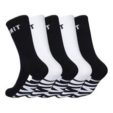 UNIT Socks Hi Lux Black/White 5 Pack 11-14, , scanz_hi-res