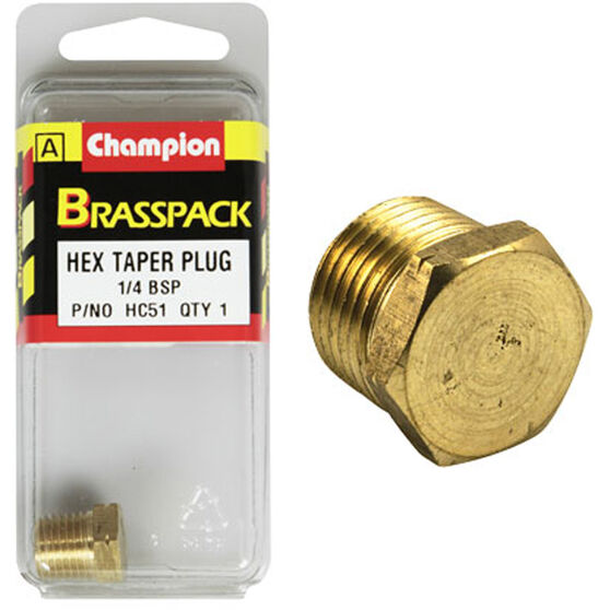 Champion Hex Taper Plug - 1 / 4inch, Brass, , scanz_hi-res