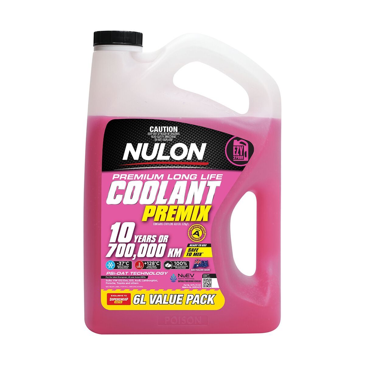 Nulon Pink Anti-Freeze / Anti-Boil Premix Coolant - 6 Litres, , scanz_hi-res