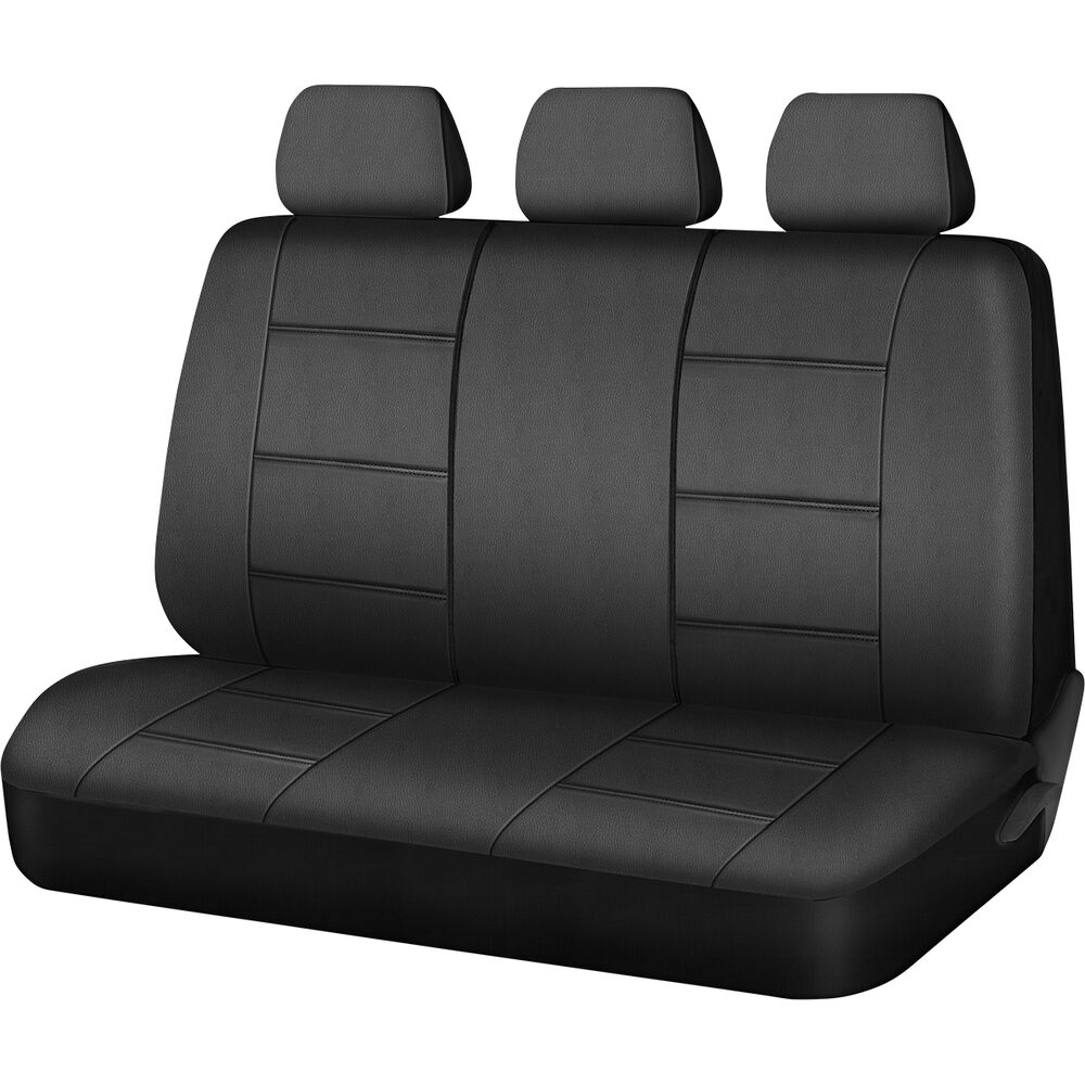 SCA Leather Look Seat Covers Black Adjustable Headrests Rear Bench 06H