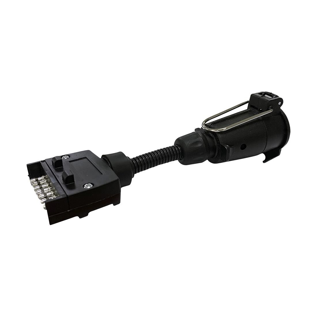 SCA Trailer Adaptor 7 Pin Flat Socket To 7 Pin Large Round Plug, , scanz_hi-res