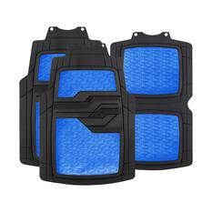 SCA Checkerplate PVC Car Floor Mats - Set of 4, Blue/Black, , scanz_hi-res