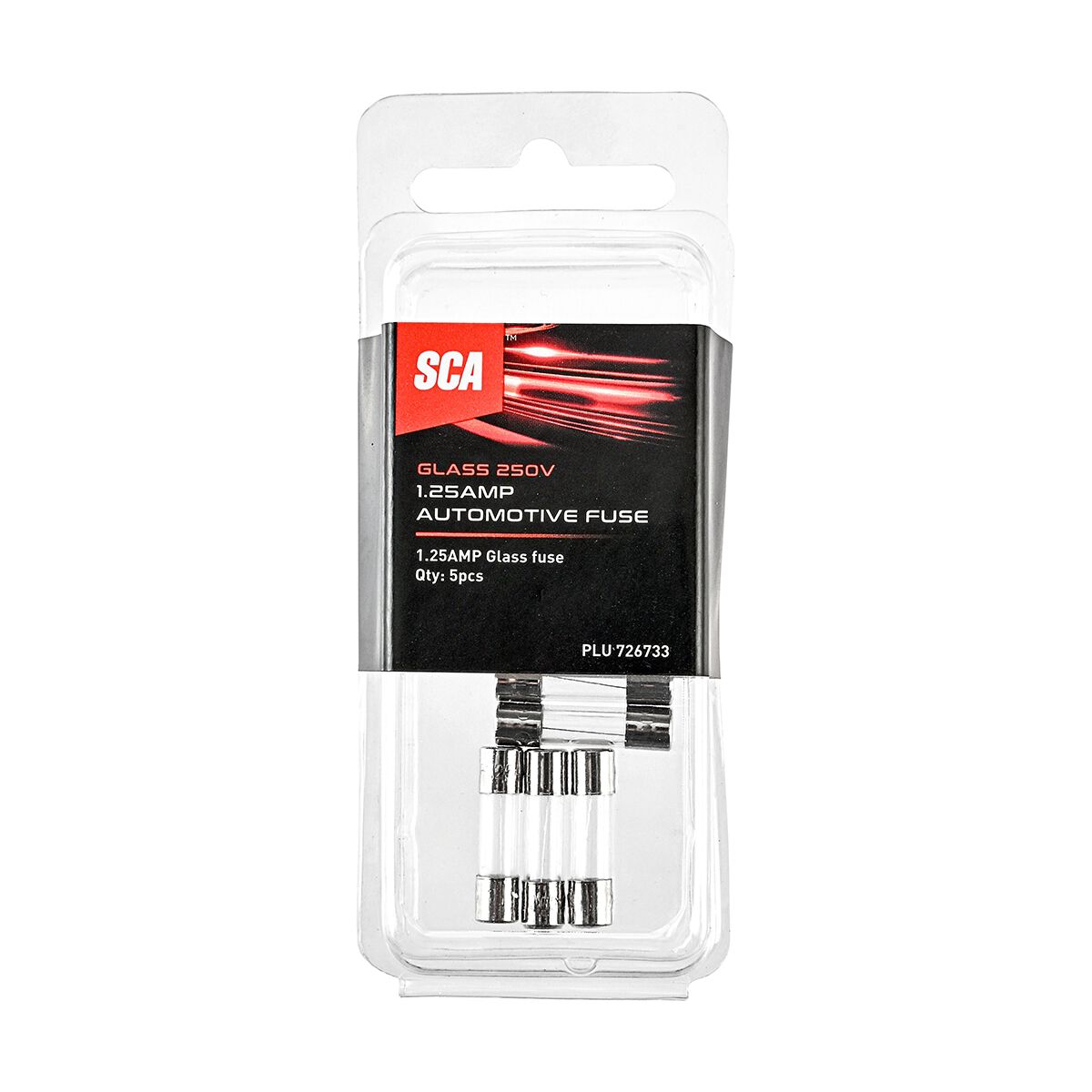 SCA Automotive Fuses - Glass 250V 1.25 Amp, 5 Piece - GF125-3, , scanz_hi-res