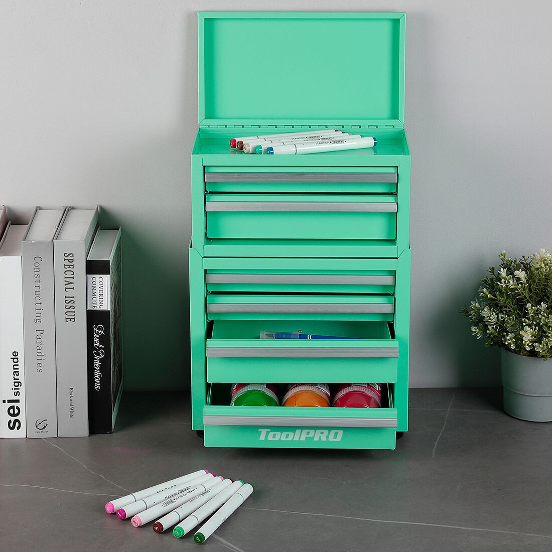 ToolPRO Mini Tool Chest 2 Drawer Aqua, , scanz_hi-res
