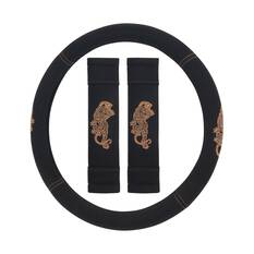 SCA Steering Wheel Cover and Seat Belt Buddy Set Bronze/Black, , scanz_hi-res