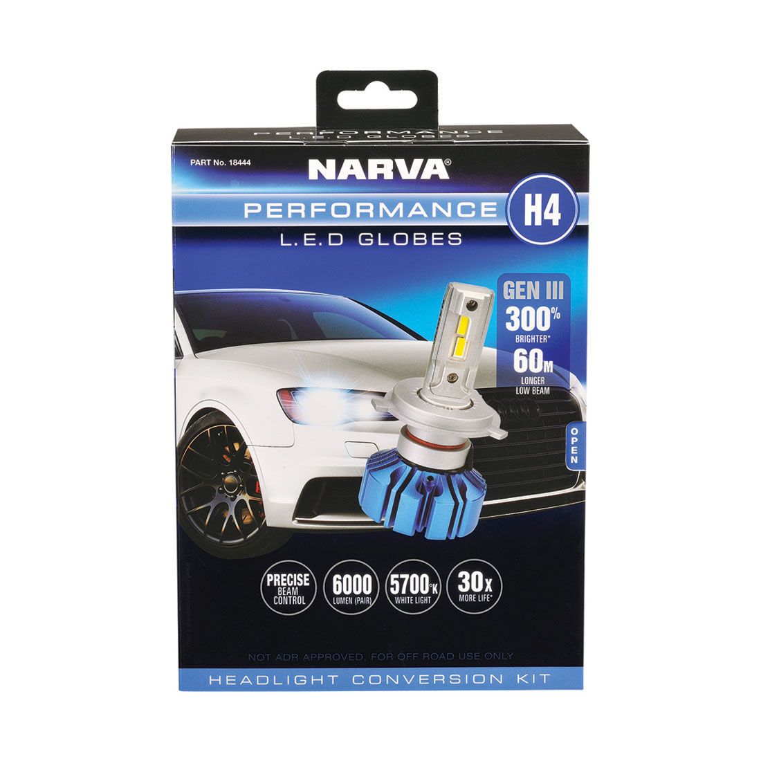 Narva Gen III LED Headlight Globes - H4, 12/24V, , scanz_hi-res