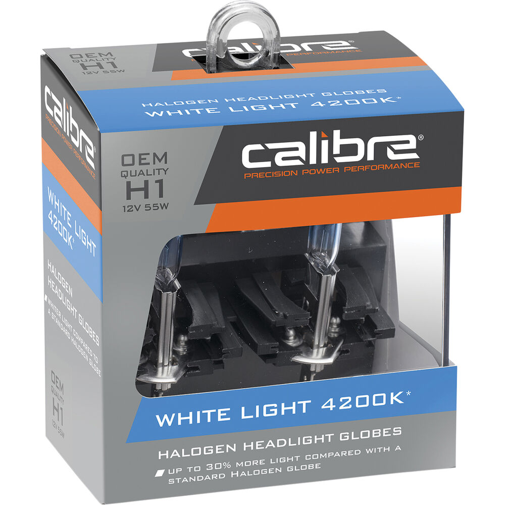 Calibre White Light 4200K Headlight Globes - H1, 12V 55W, CA4200H1