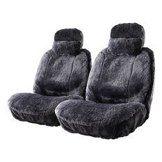 Platinum CLOUDLUX Sheepskin Seat Covers - Slate Adjustable Headrests Size 30 Front Pair Airbag Compatible, , scanz_hi-res
